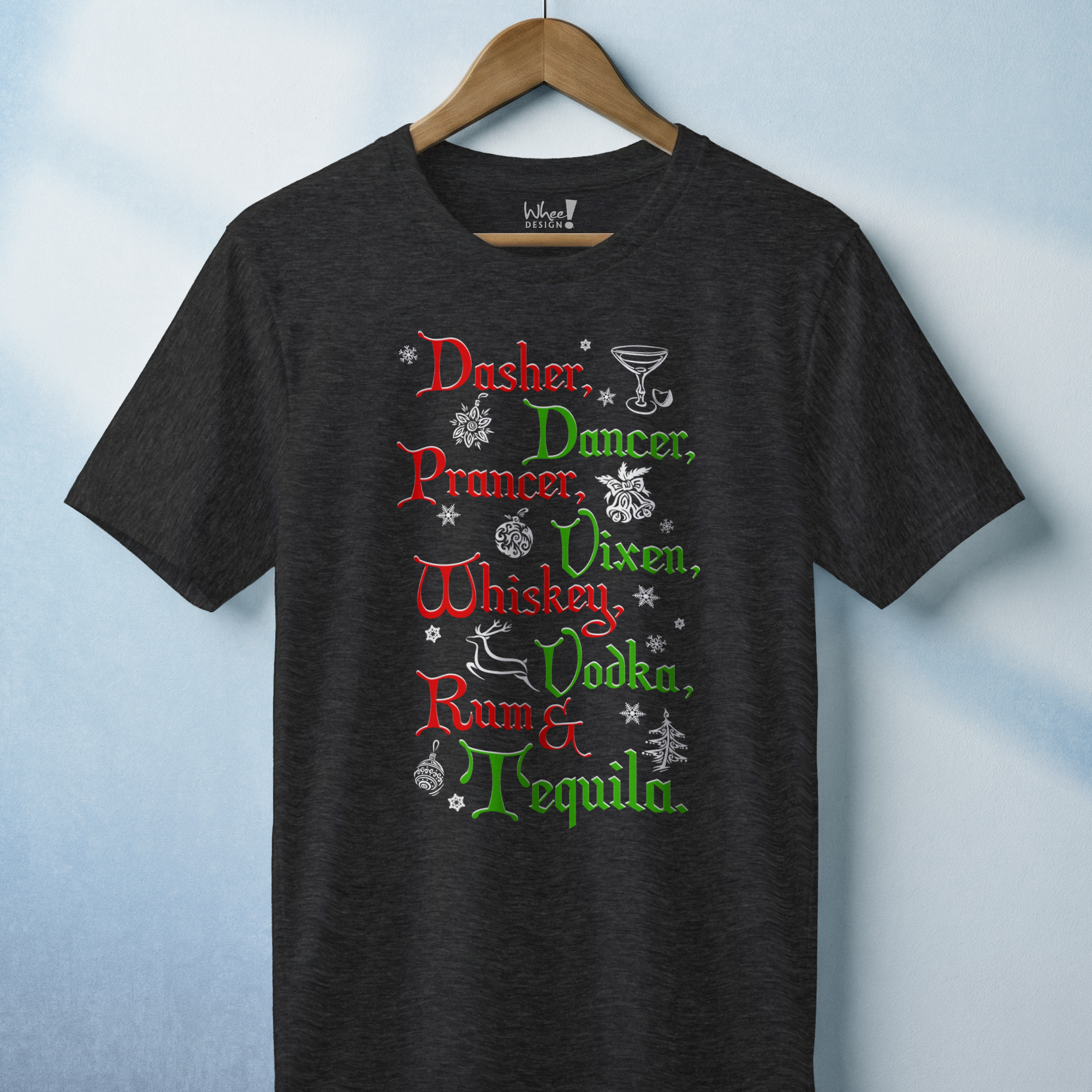Festive Santa's Reindeer and Drinks Tee