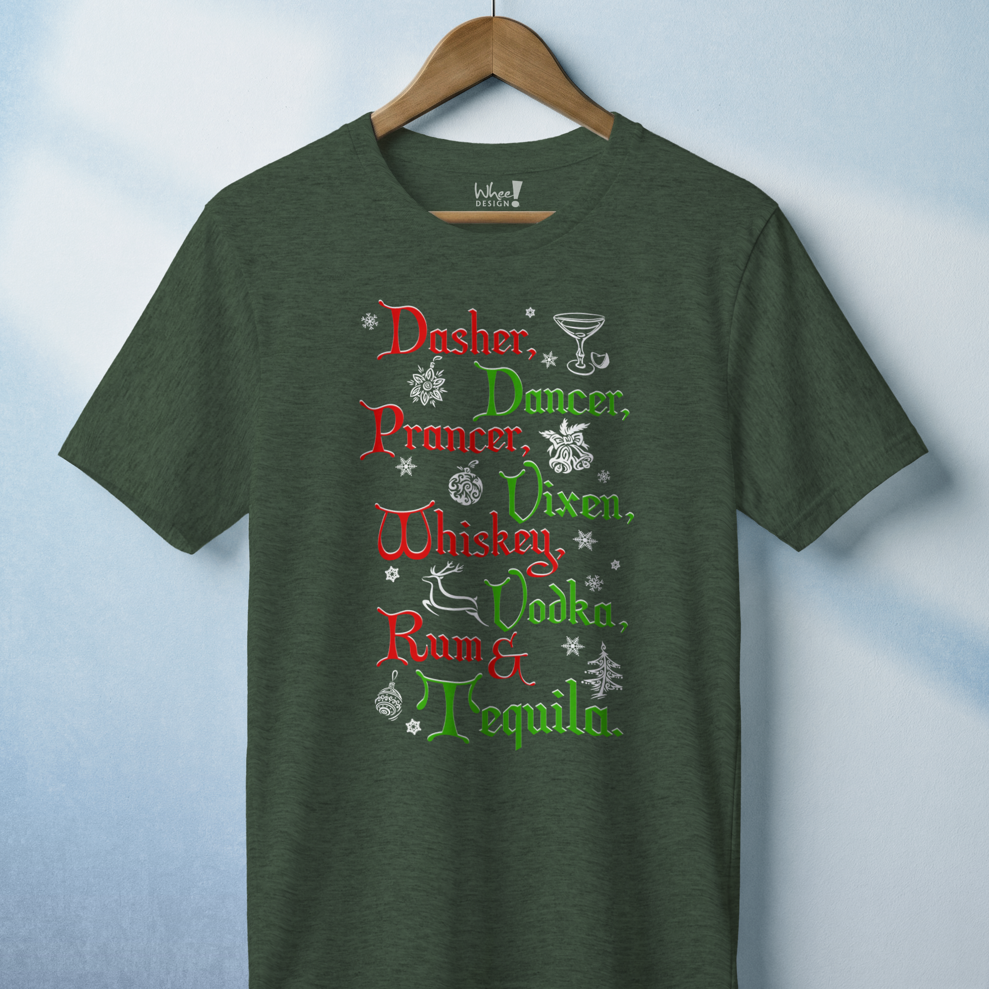 Festive Santa's Reindeer and Drinks Tee