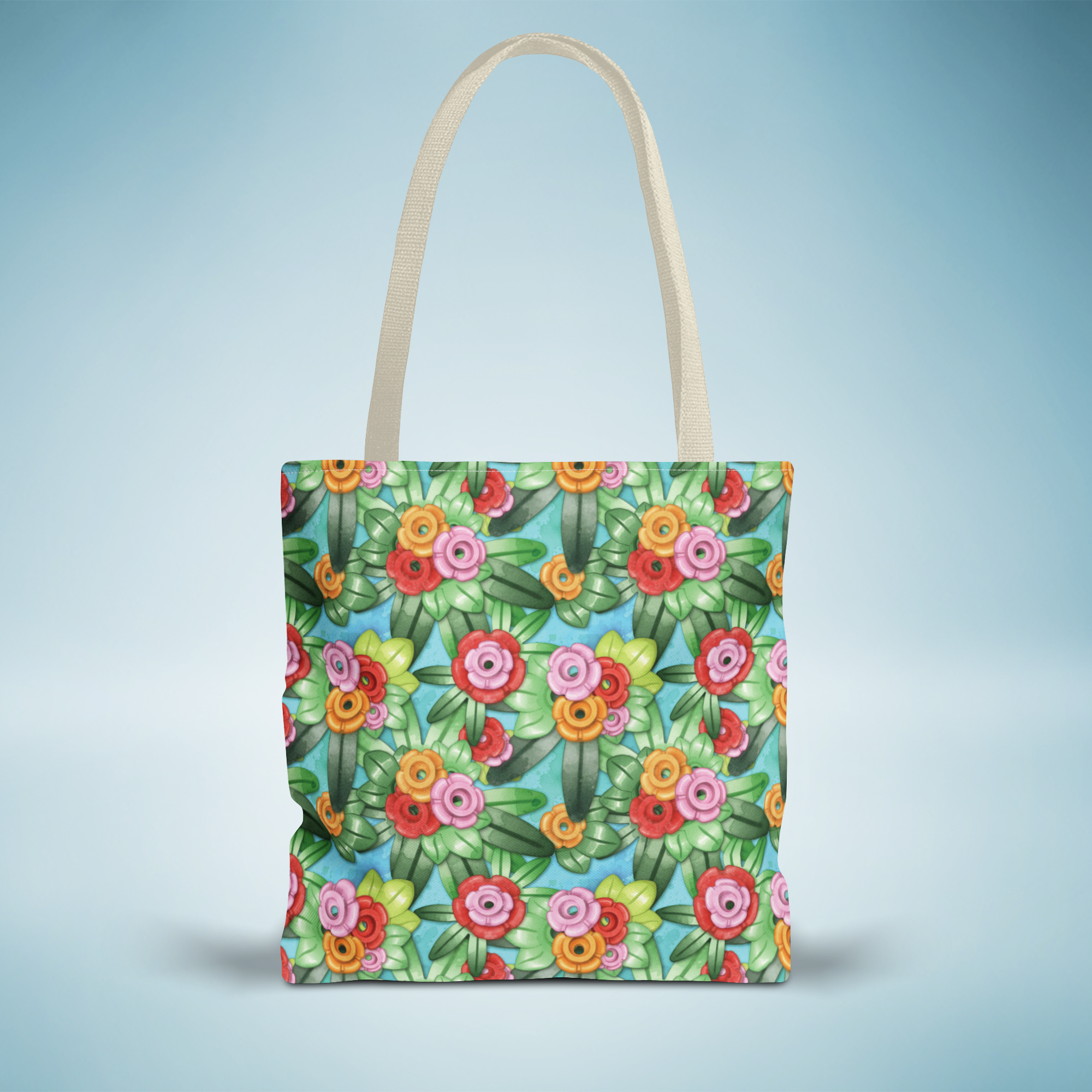 Tropical Brick Art Floral Tote Bag