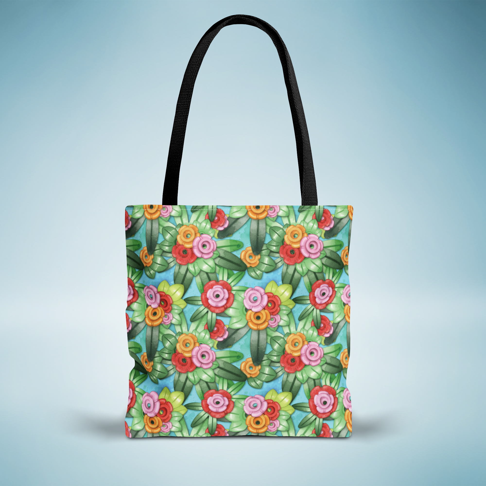 Tropical Brick Art Floral Tote Bag