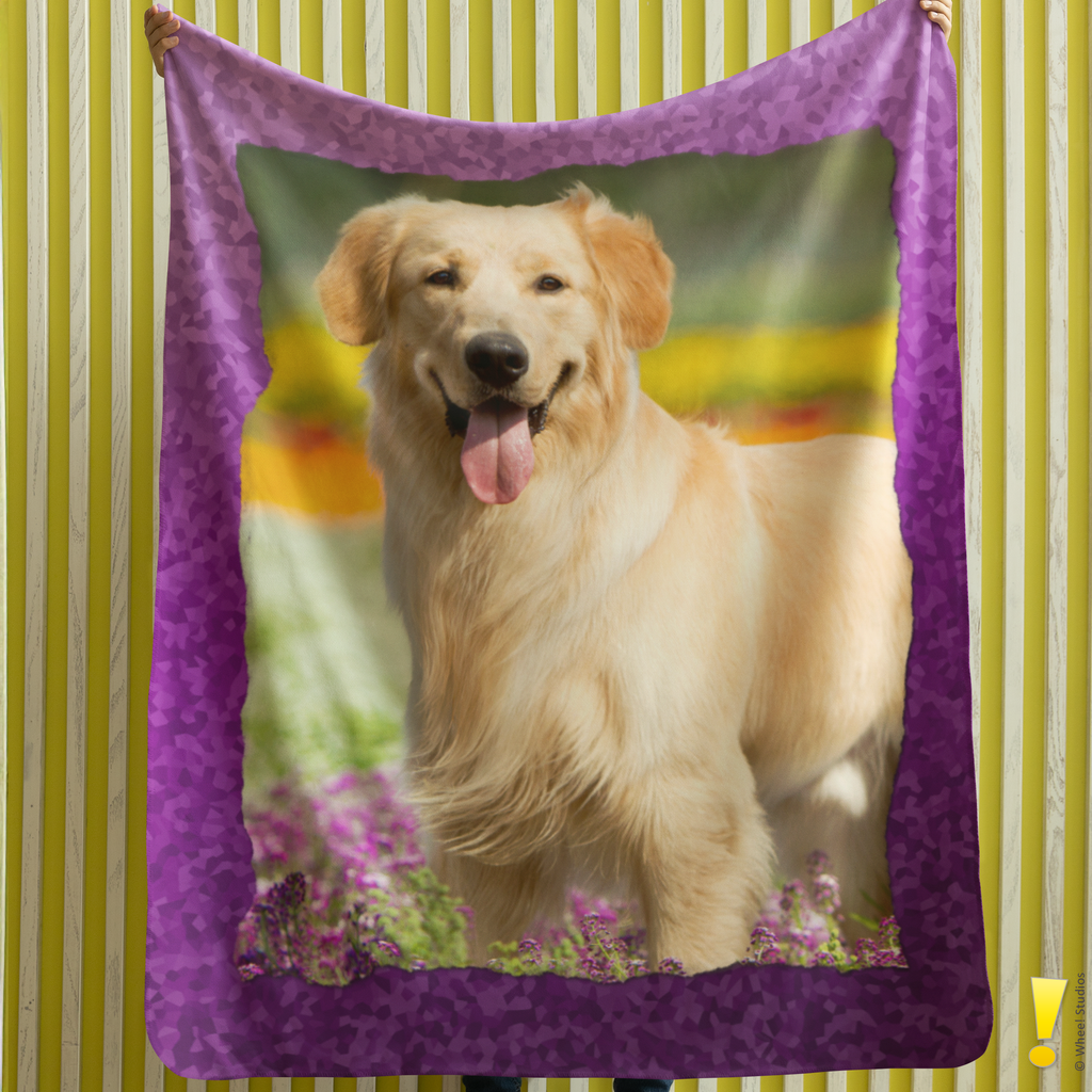 Personalized Photo Crystal Border Velveteen Plush Blanket