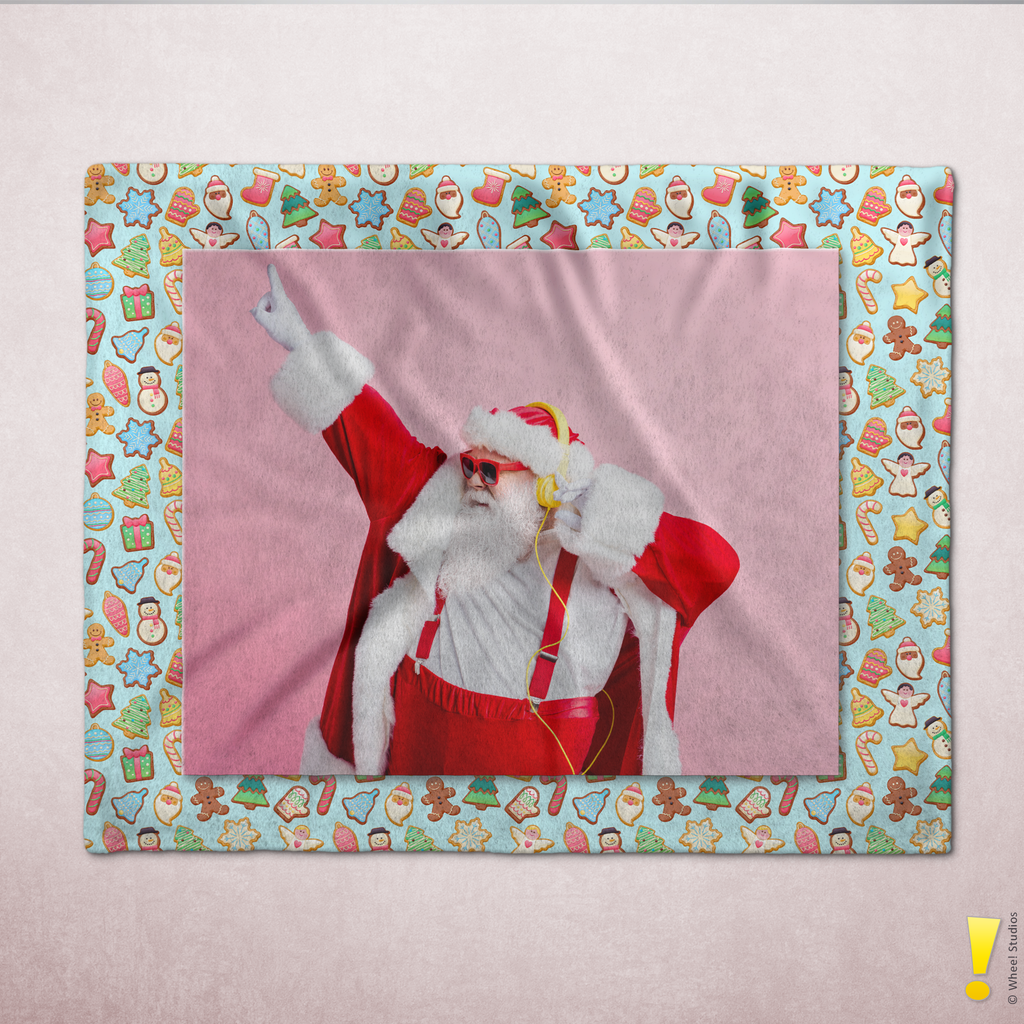 Personalized Photo Holiday Border Velveteen Plush Blanket