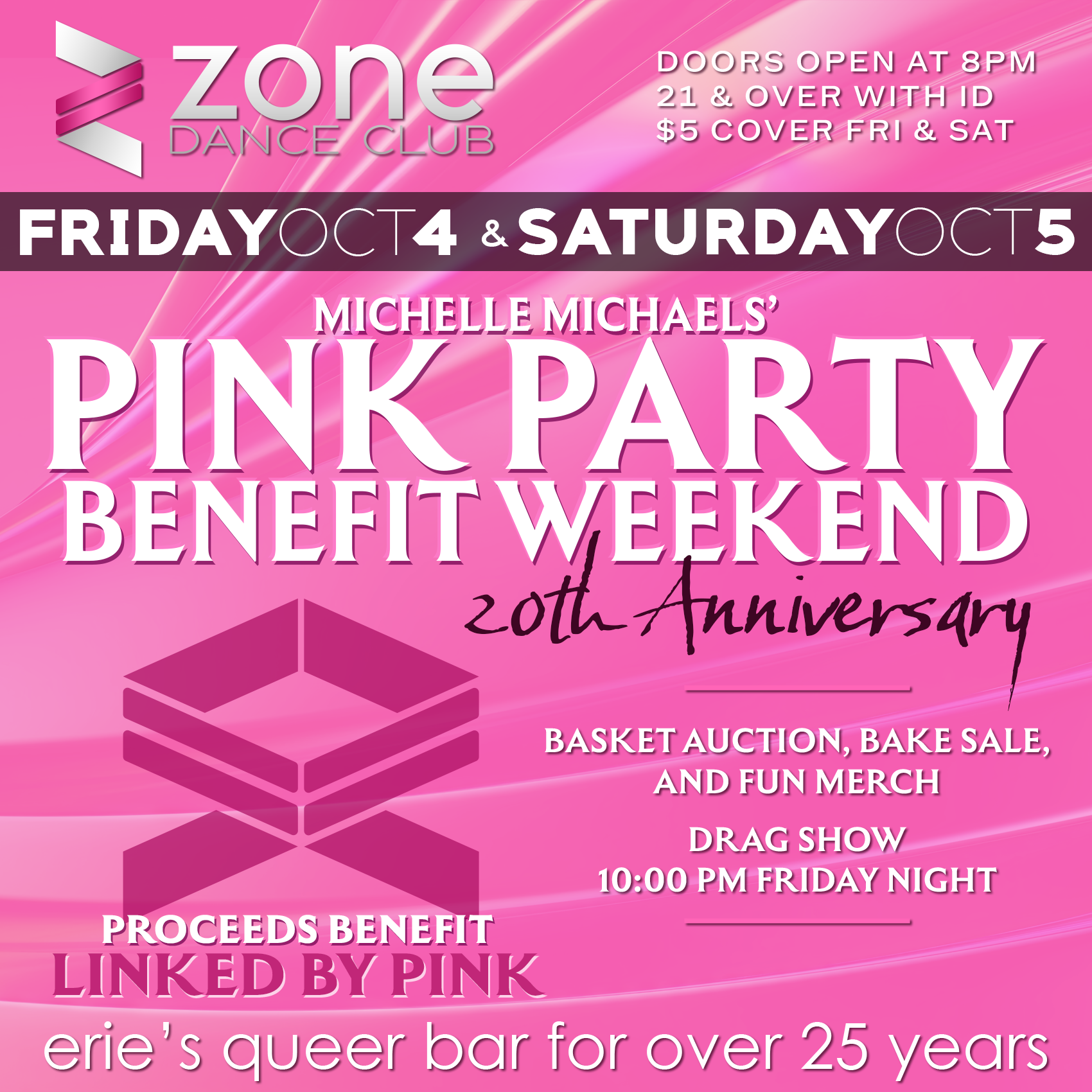 Michelle Michaels' Pink Party Benefit Weekend 20th Anniversary T-Shirt