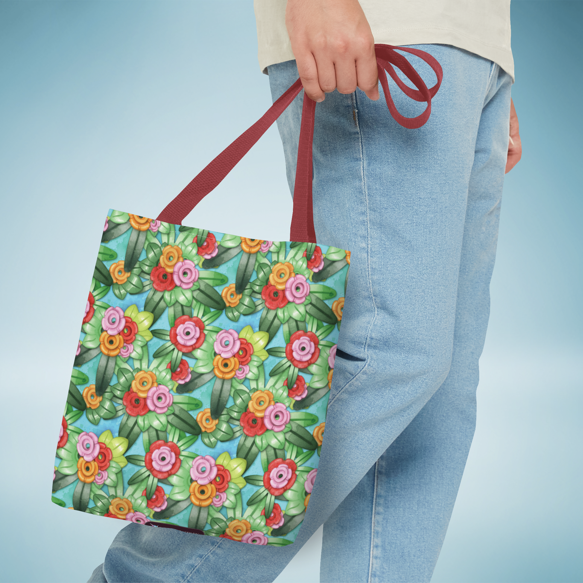 Tropical Brick Art Floral Tote Bag