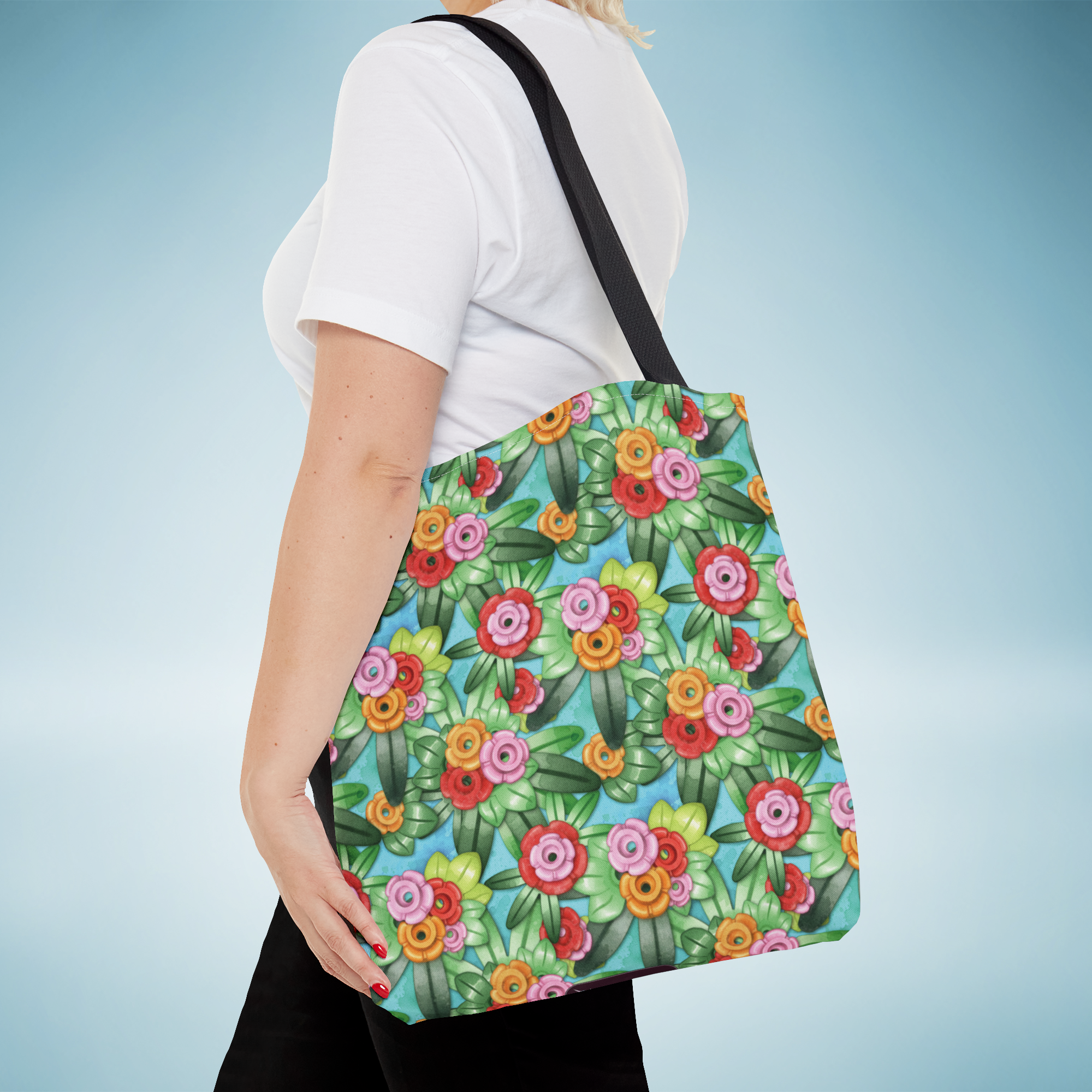 Tropical Brick Art Floral Tote Bag
