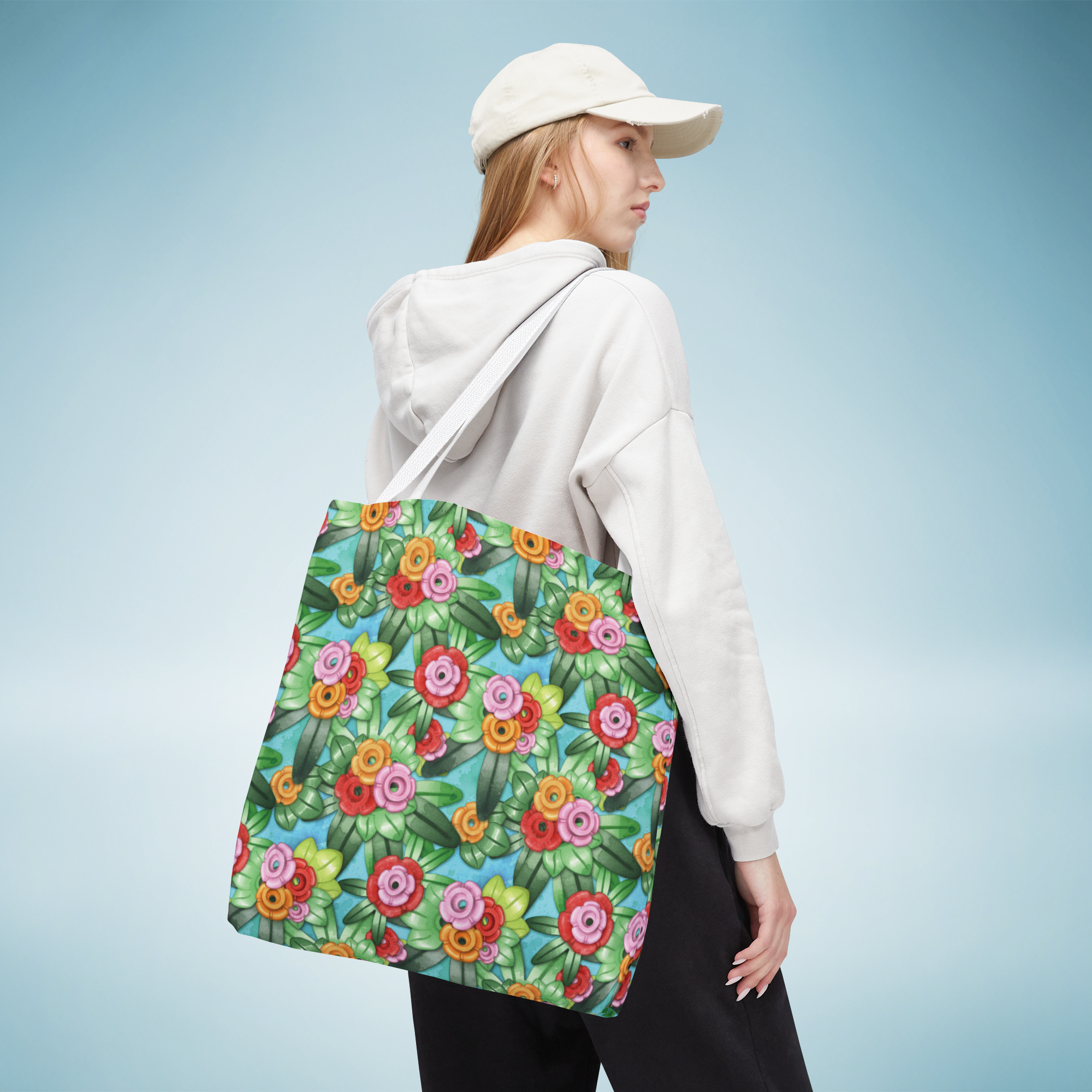 Tropical Brick Art Floral Tote Bag
