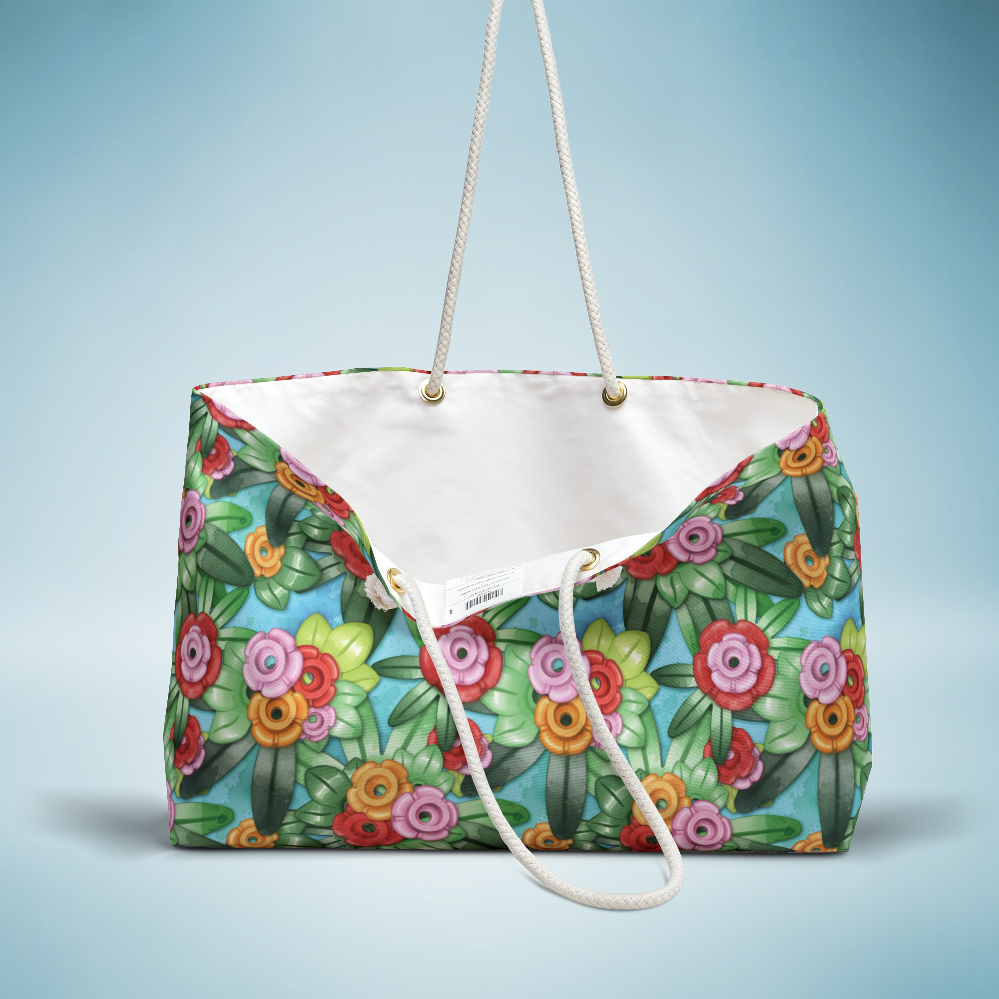 Tropical Brick Art Floral Weekender Bag