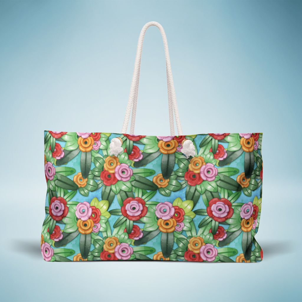Tropical Brick Art Floral Weekender Bag