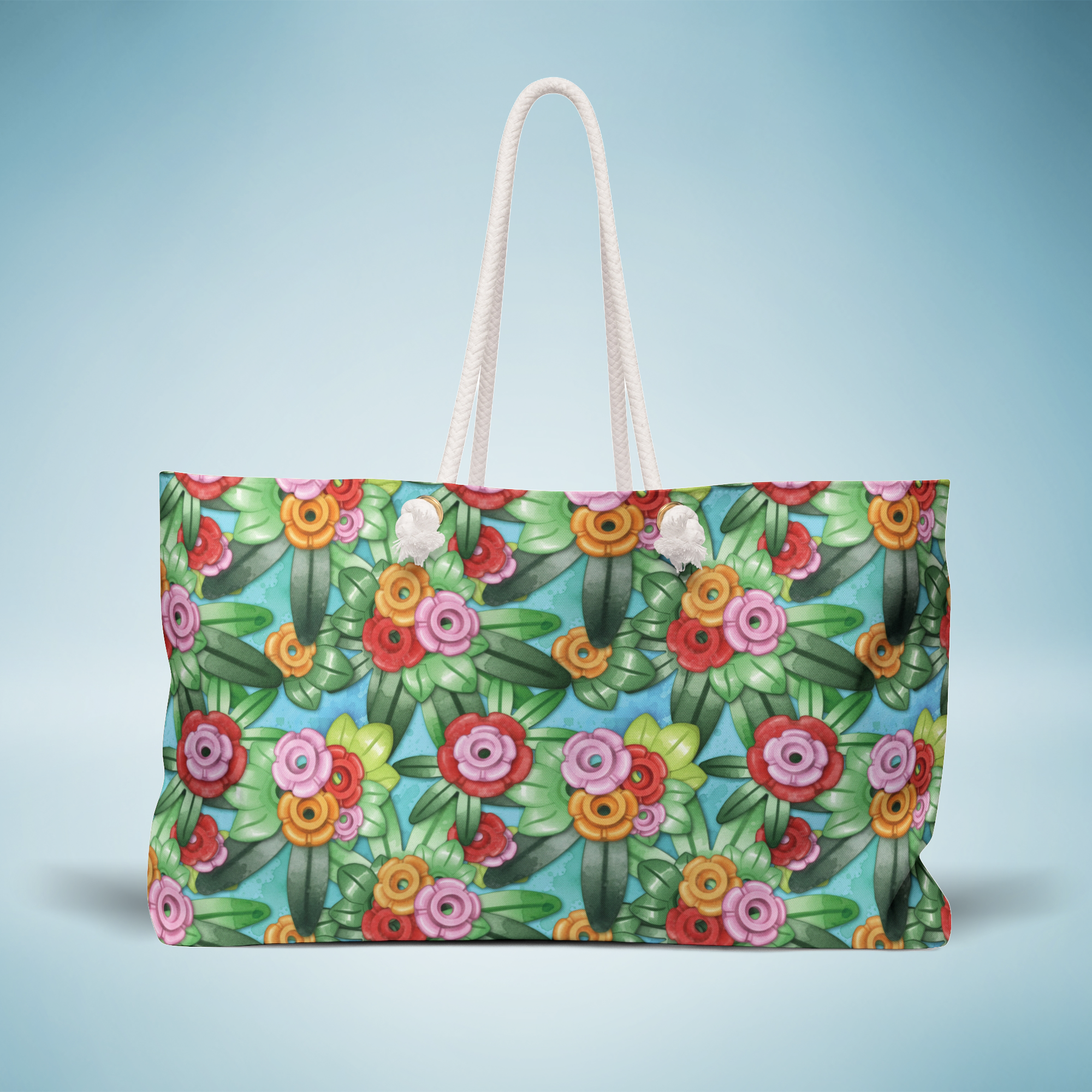 Tropical Brick Art Floral Weekender Bag