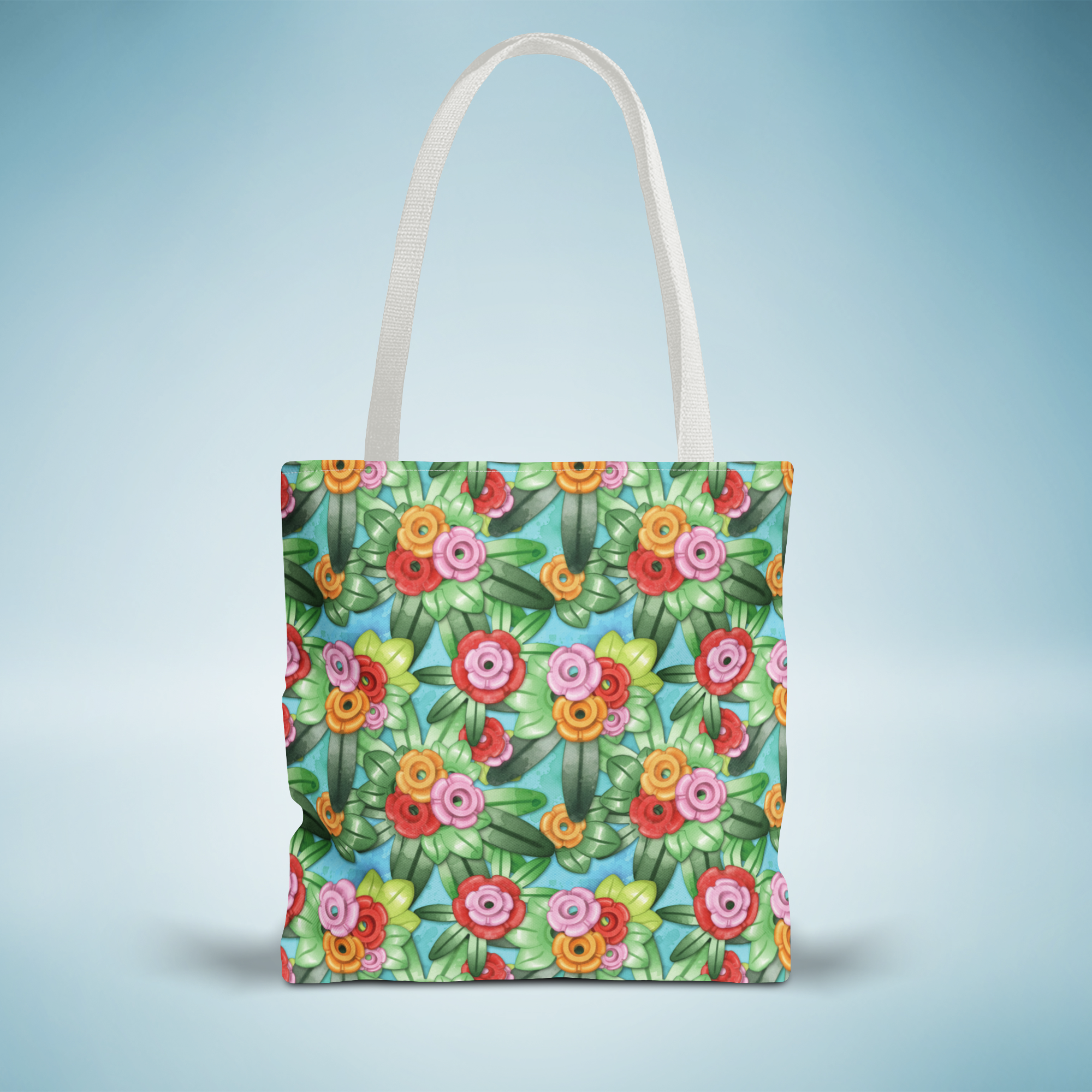 Tropical Brick Art Floral Tote Bag
